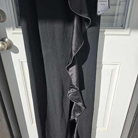 Adrianna Papell Women Ruffled Gown Sz 6 Asymmetric Hem Black NWT Old Money Party - Picture 9 of 15